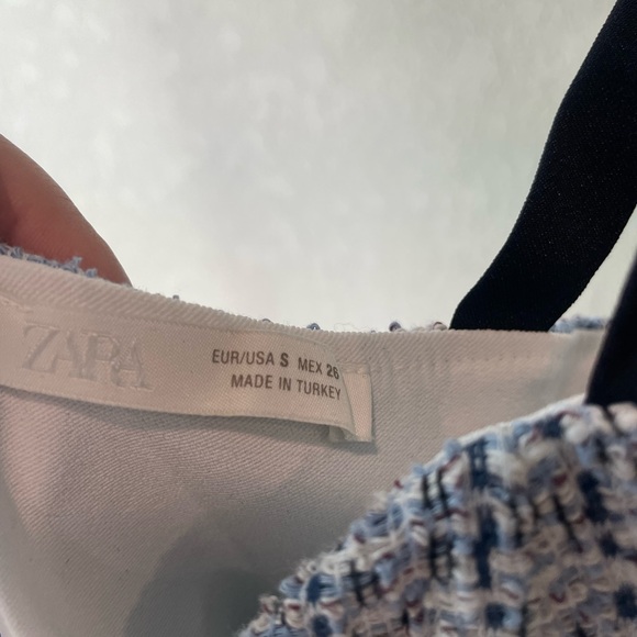 Zara Blue and White Tweed Camisole Top - Picture 8 of 8